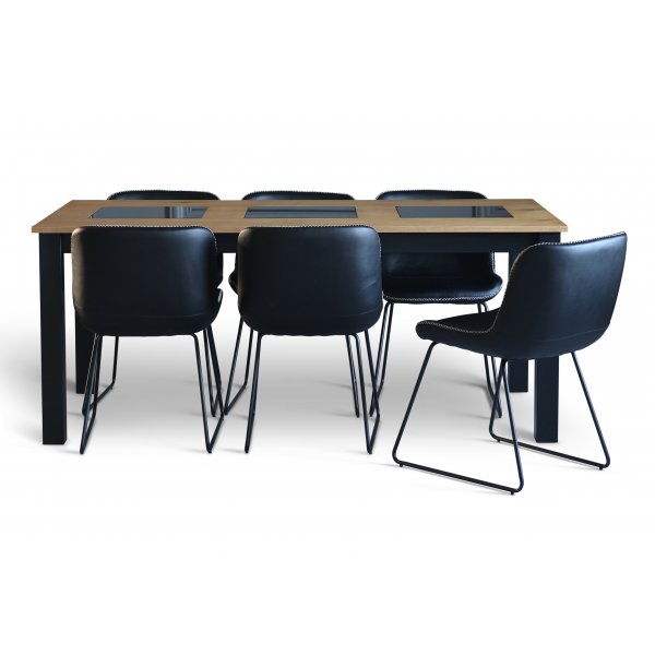 Texas-tuoli mustaa PU:ta kevyellä kontrastiompeleella Texas-tuoli mustaa PU:ta kevyellä kontrastiompeleella