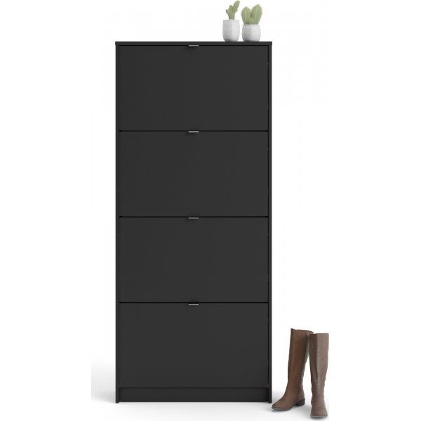 Kengät syvä kenkäkaappi, jossa 4 lokeroa - musta Kengät syvä kenkäkaappi, jossa 4 lokeroa - musta