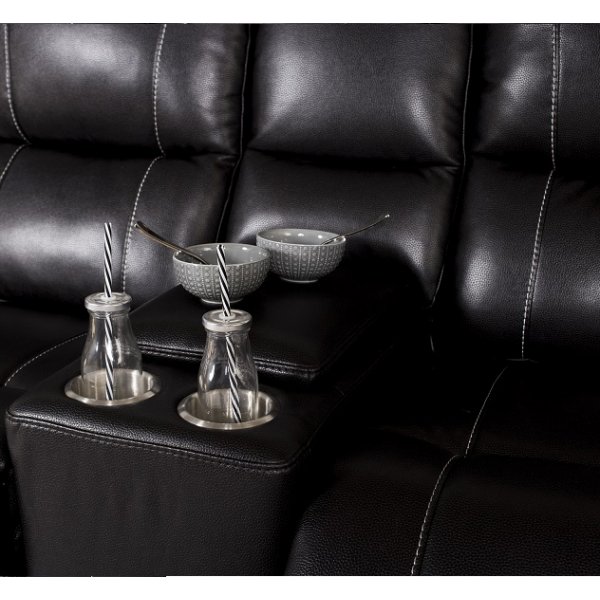 Enjoy Chicago Elokuvateatterisohva - 2:n istuttava sohva lepotuoli (shkinen) mustasta tekonahkasta