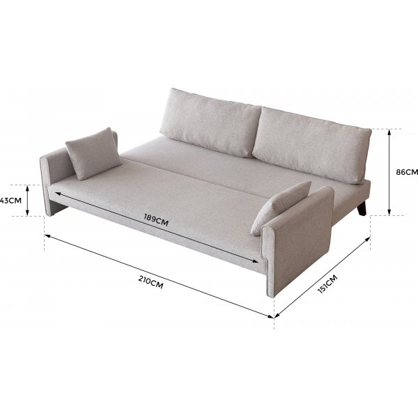 Vuodesohva 210 cm beige - Bella + Huonekalujen puhdistus Vuodesohva 210 cm beige - Bella + Huonekalujen puhdistus