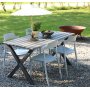 Ruokailuryhm Scottsdale: 150 cm harmaa puupyt sislten 4 pinottavaa Abbe-tuolia