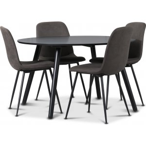 Rosvik ruokailuryhmä, ruokapöytä + 4kpl Smokey-ruokatuolia - Musta / vintage + 4.00 x Lautasliinarenkaat Rosvik ruokailuryhmä, ruokapöytä + 4kpl Smokey-ruokatuolia - Musta / vintage + 4.00 x Lautasliinarenkaat