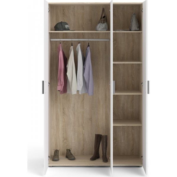 Pepe vaatekaappi 3 ovella - tammi/valkoinen Pepe vaatekaappi 3 ovella - tammi/valkoinen