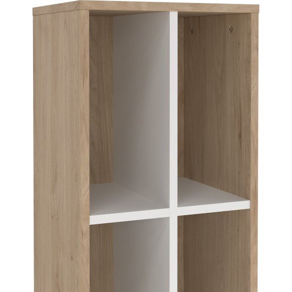 Kylttikirjahylly jakajalla - valkoinen/hikkori Kylttikirjahylly jakajalla - valkoinen/hikkori