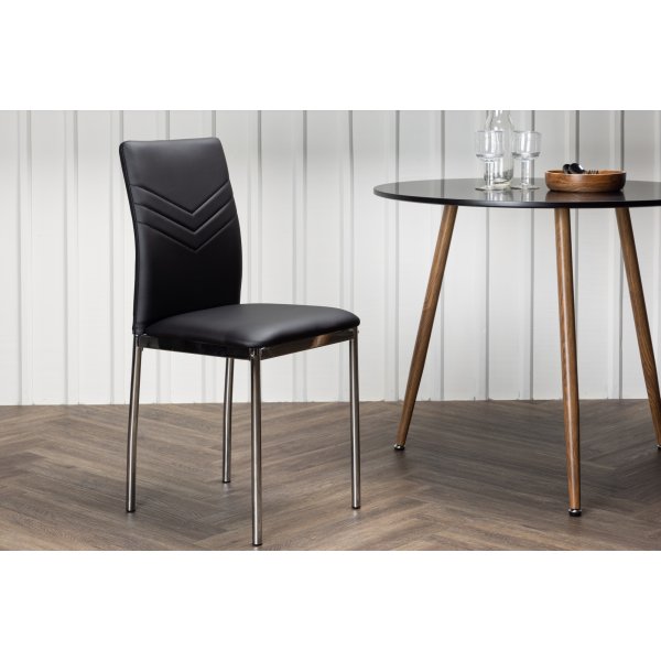 Lily ruokapydn tuoli - Musta PU/kromi