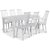 Mellby ruokailuryhm 180 cm pyt ja 6 valkoista Dalsland Cane -tuolia ksinojilla
