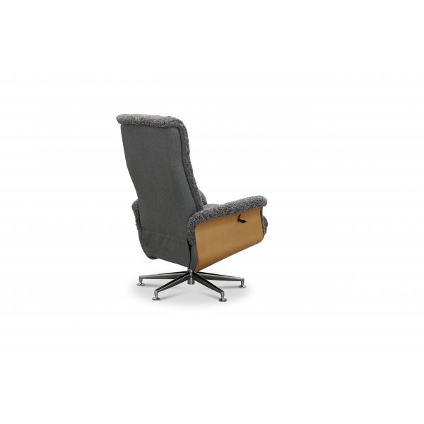 Nojatuoli jalkarahilla aitoa lampaannahkaa tammea/grafiitinharmaata - Ulla + Huonekalujen tekstiilien puhdistus Nojatuoli jalkarahilla aitoa lampaannahkaa tammea/grafiitinharmaata - Ulla + Huonekalujen tekstiilien puhdistus