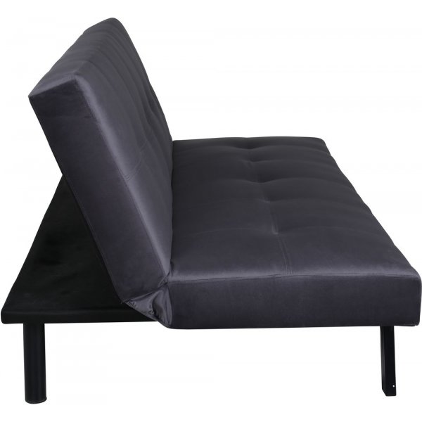 Tummanharmaata samettia oleva vuodesohva + Huonekalujen jalat